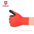 Hespax Sandy Nitrile Double Dipped Construction Safe Gloves